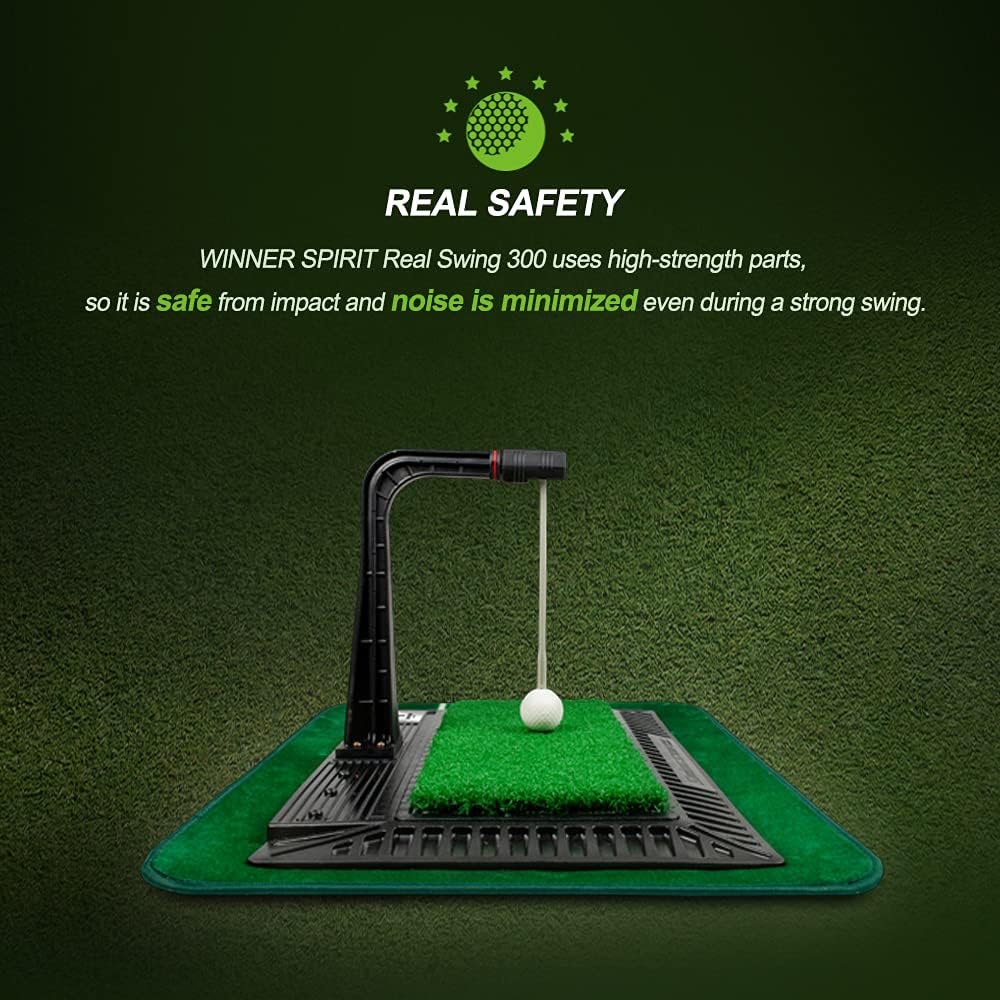 WINNER SPIRIT Real Swing 300 Golf Swing & Hitting Trainer, True Impact, Checking Path After Swing Practice Mat Groover Training Aid, Height Adjustable