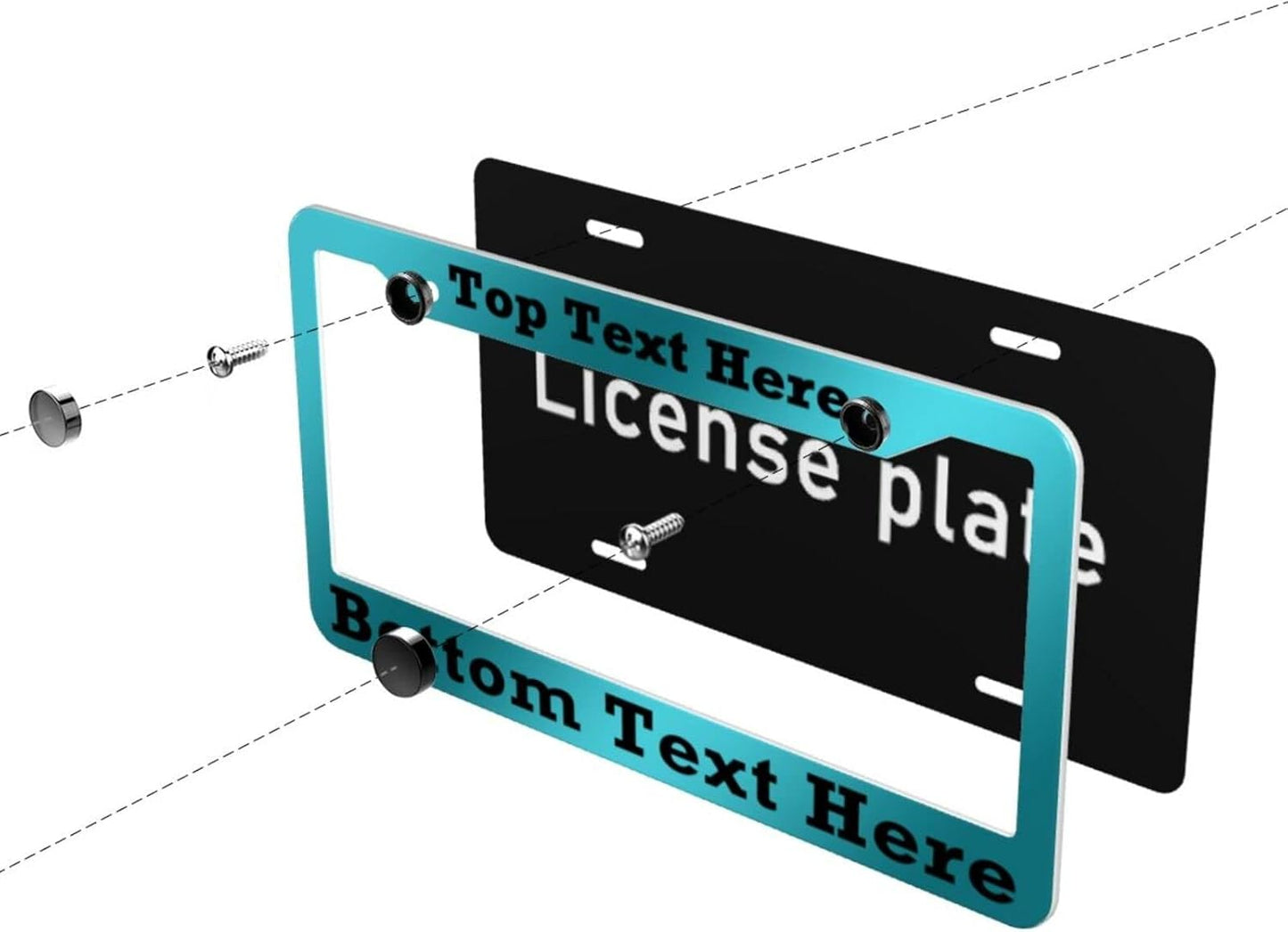 2 Packs Custom License Plate Frame Personalized Car Tag Frame with Screw Caps,2 Holes,12"x6",Style 4