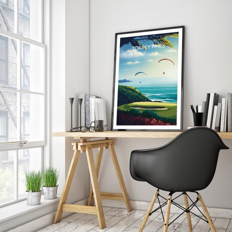 Torrey Pines Golf Poster - San Diego, California Travel Wall Art, Torrey Pines Golf Poster, California Golf Course Print, Golf Art Wall Decor (Unframed) (16x24)