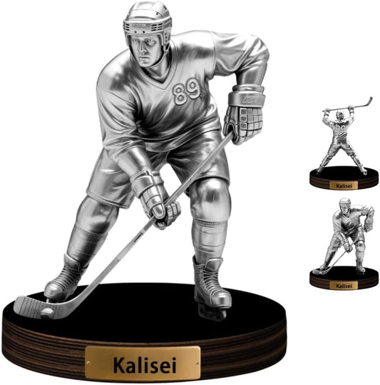 Personalized Hockey Player Desktop Ornament for Bedroom Office Sport Desk Name Plate Custom Name Athletes Figurine Sign Sport Lovers Acrylic Plaque Gift for Men Women Ice Hockey Lover