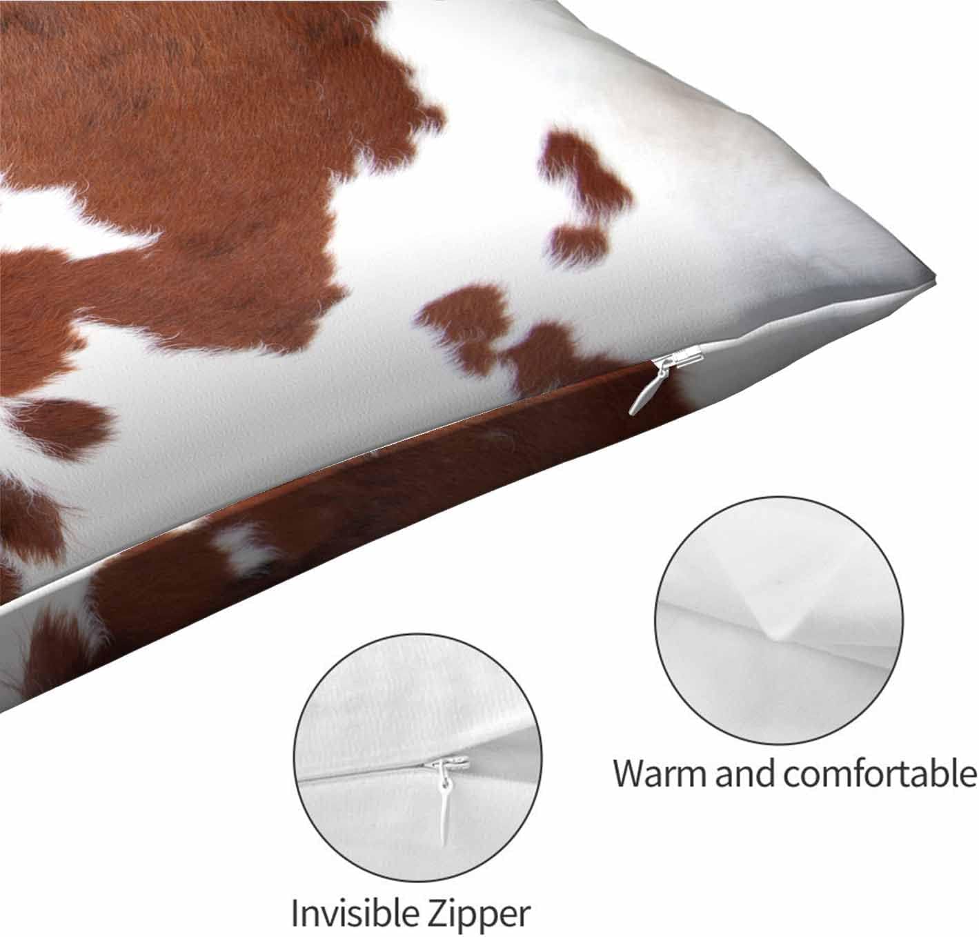 Mugod Throw Pillow Case Real Brown Cow Cowhide Pattern,Decorative Home Cushion Cover Home Rectangle 20x30 Inches Pillowcases