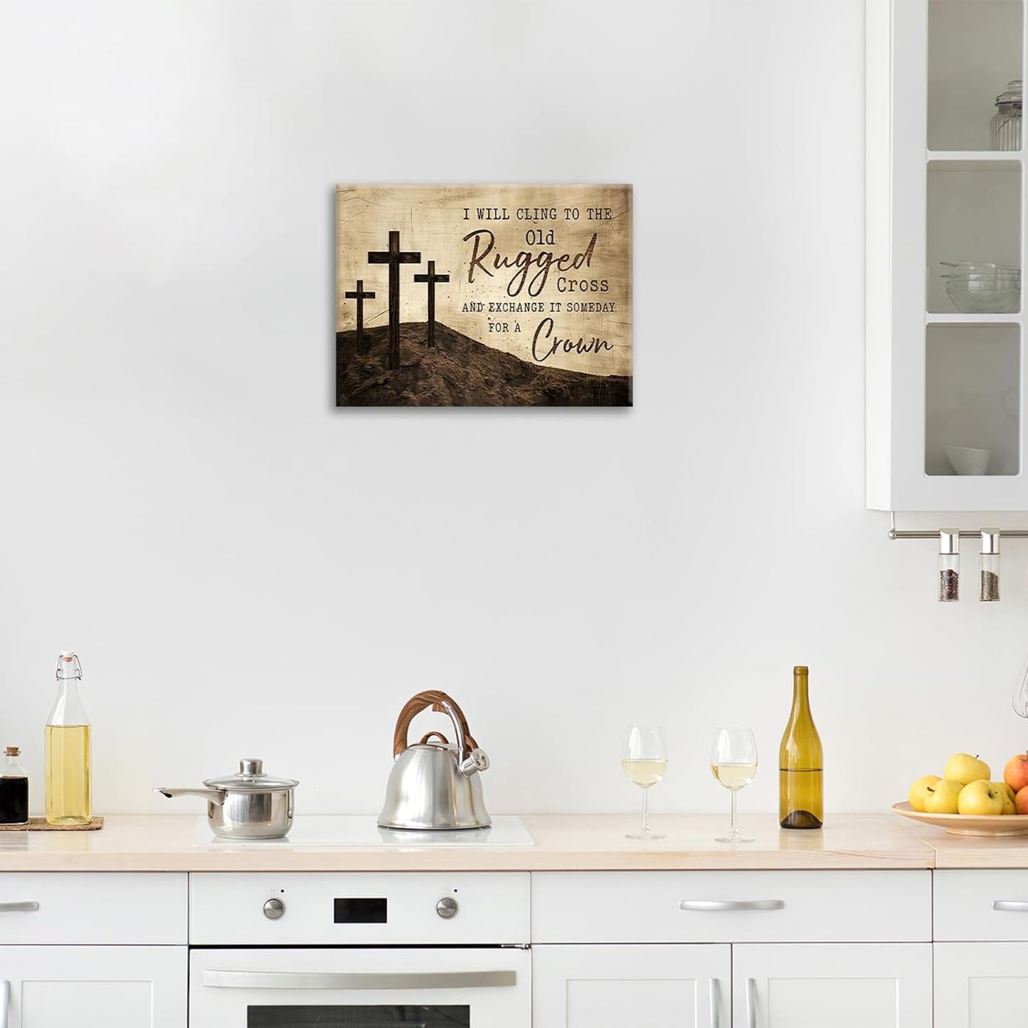 Christian Wall Art, Cross Pictures Wall Decor Religious Canvas Prints Framed Artwork Paintings Poster Home Office Decorations For Bathroom Bedroom Living Room Kitchen 20l X 16w