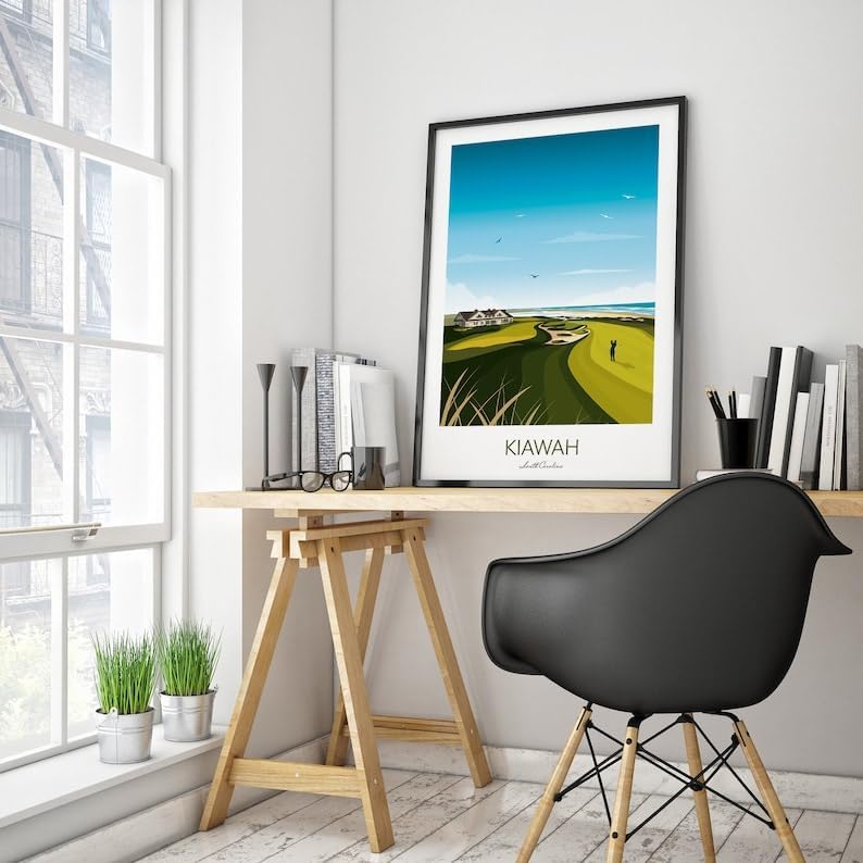 Kiawah Island Golf Print - Ocean Course Clubhouse - US PGA Championship; Kiawah Golf Poster; Kiawah Island Print; South Carolina Golf; Vintage Golf Artwork (Unframed) (16x24)