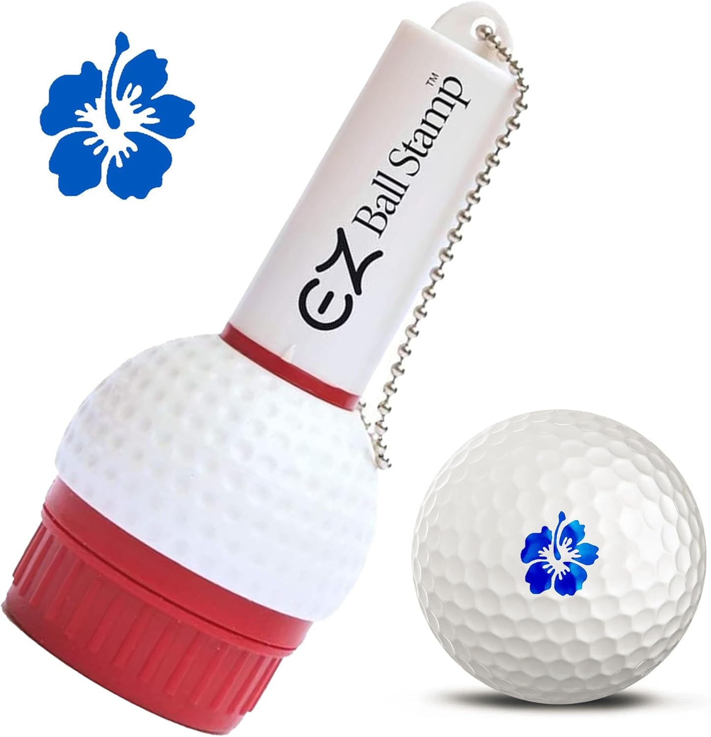 EZBallStamp Golf Ball Stamp Marker (Blue Hibiscus)