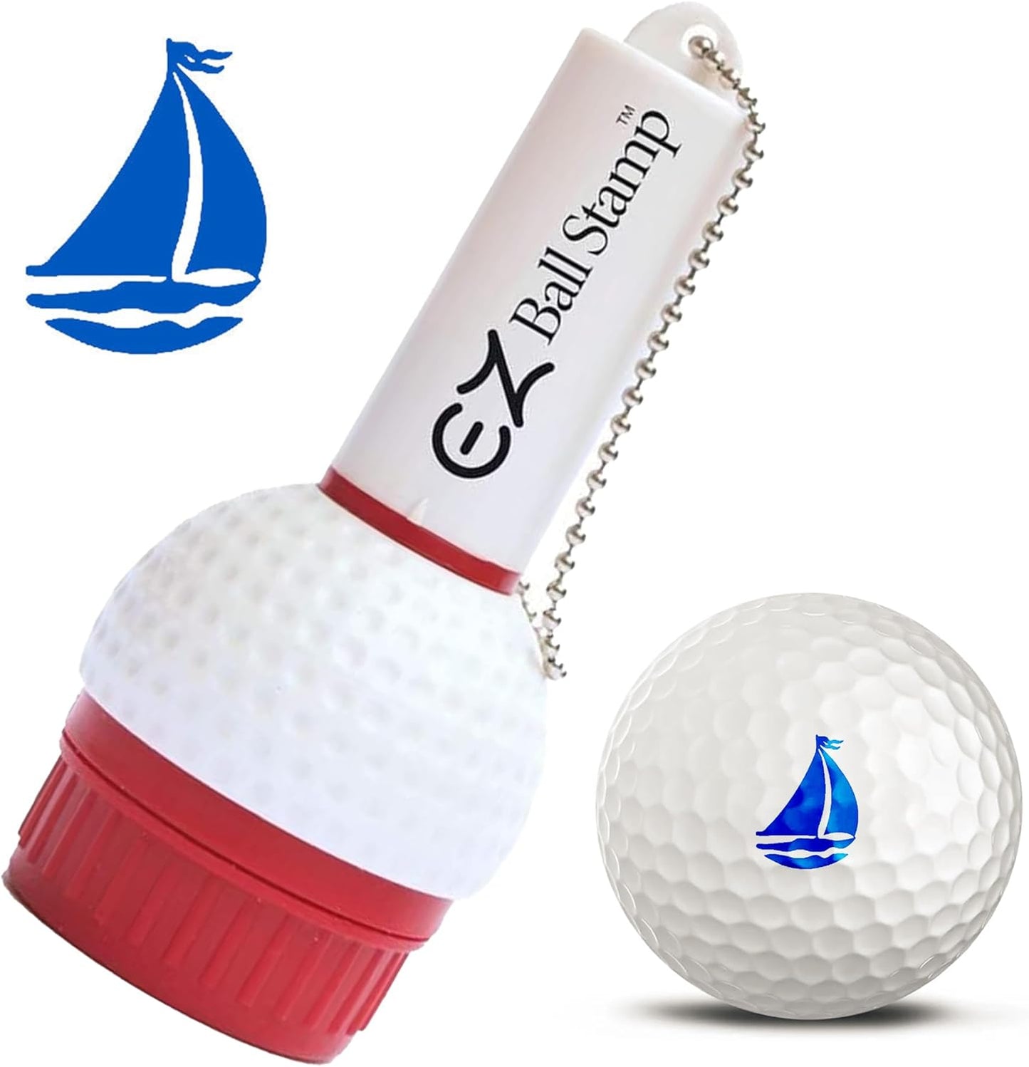 EZBallStamp Golf Ball Stamp Marker (Blue Sailboat)