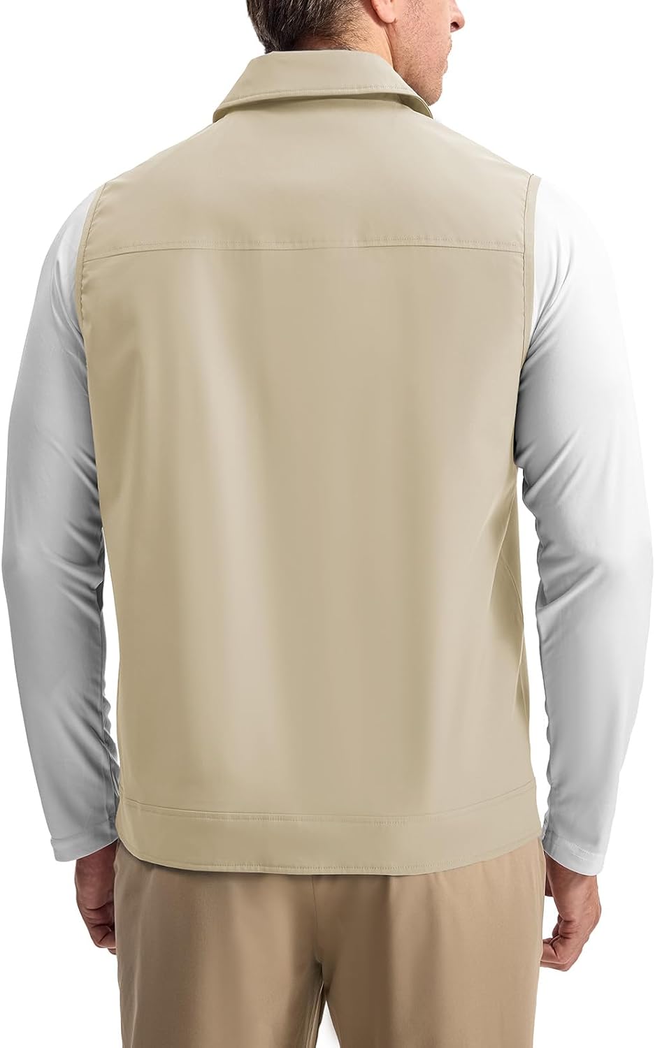 Rdruko Men's Golf Vest Lightweight Outerwear Windproof Water Resistant Grid Lining Vest with Zipper Pockets for Casual