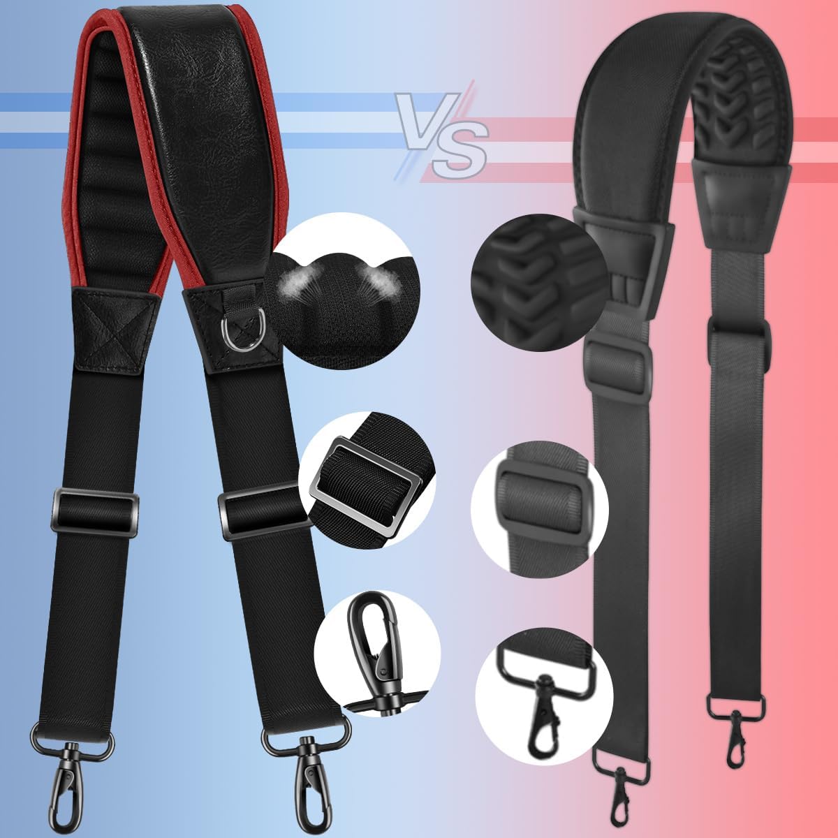 ZINZ Fixed Pad Bag Strap 60 inch Belt with Cushion Breathable Pad,Durable Strap with Double Adjustable Buckle and Metal Hooks