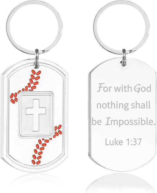 Football/Baseball/Soccer/Basketball Keychain for Men First Communion Baptism Confirmation Mens Gifts
