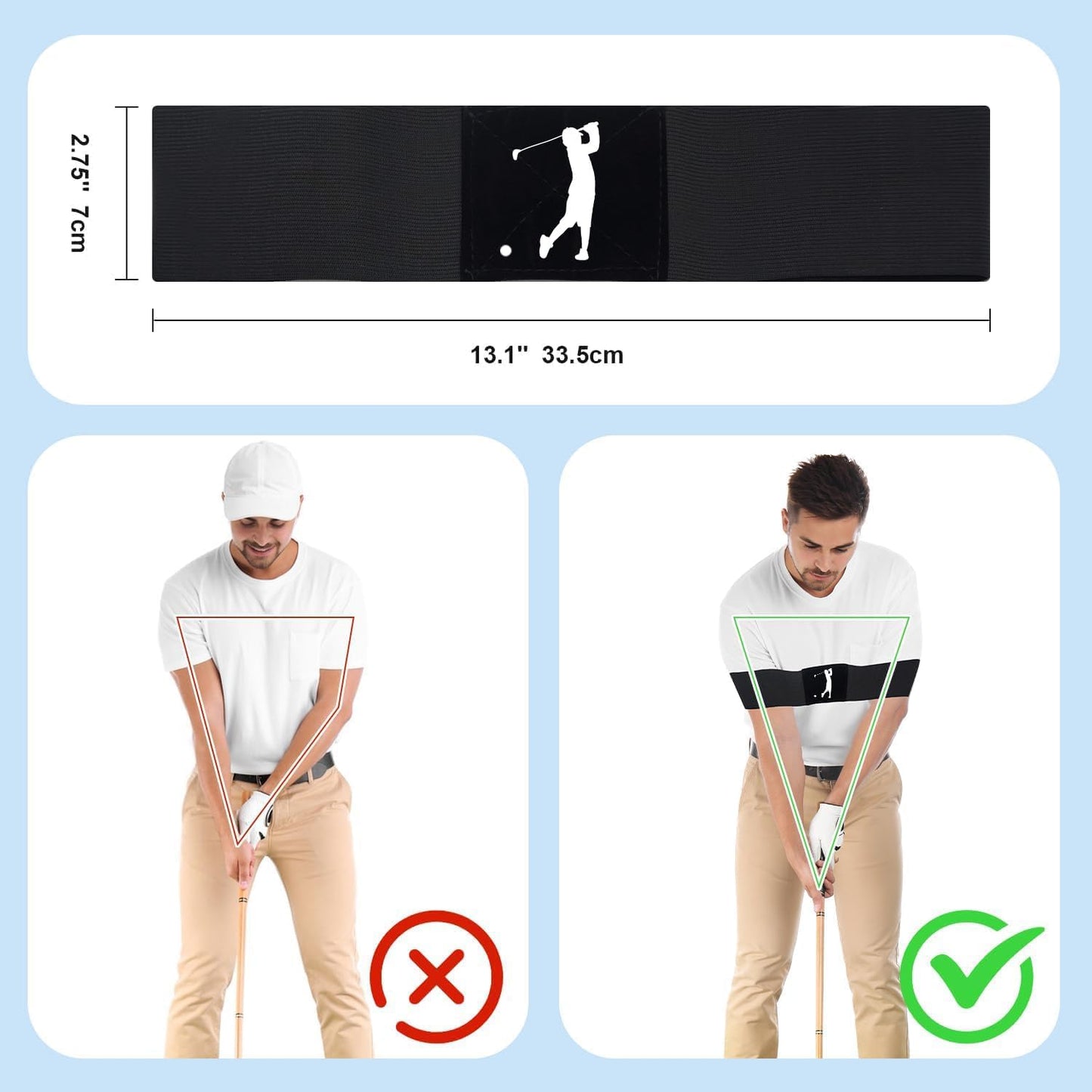 Golf Swing Trainer Aid - Instantly Corrects Chicken Wing & Improves Connection (Right & Left Handed) - Portable Muscle Memory Trainer for All Skill Levels