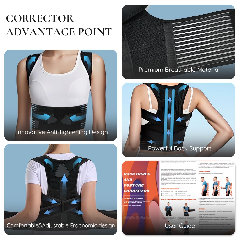 Customizable Comfort Posture Corrector for Women & Men, Upgraded Adjustable Back Brace Gift for Upper & Lower Back Pain Relief, Scoliosis Hunchback Hump Thoracic Corrector PC001