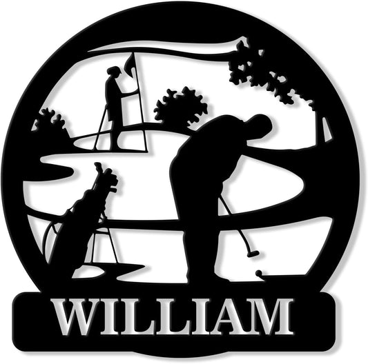 Personalized Golf Metal Sign – Custom Golfer Name Wall, Fence, Yard, Porch, Patio, Home, Office, or Man Cave Decor – Gifts for Dad, Husband, Boyfriend, Son, or Golf Lover on Birthday or Holiday