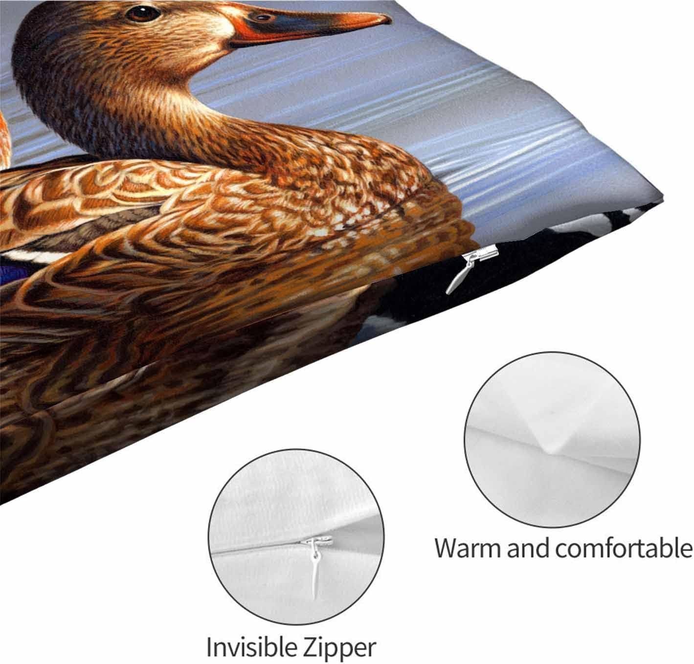 Mugod Throw Pillow Cover Lover Ducks on The Water,Cushion Covers Pillowcase for Sofa Couch Bed Chair 20x30 Inches