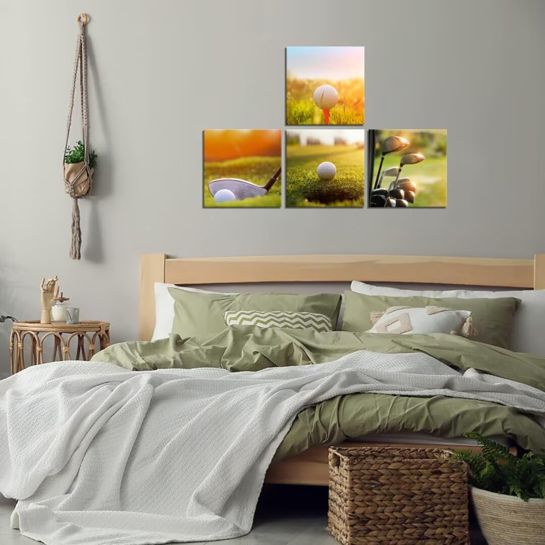 Pankila USA Golf Wall Art Golf Pictures Canvas Prints California Golf Course Wall Decor for Living Room Bedroom Home Decorations Painting Framed Artwork Ready to Hang (24''W x 24''H x 4)