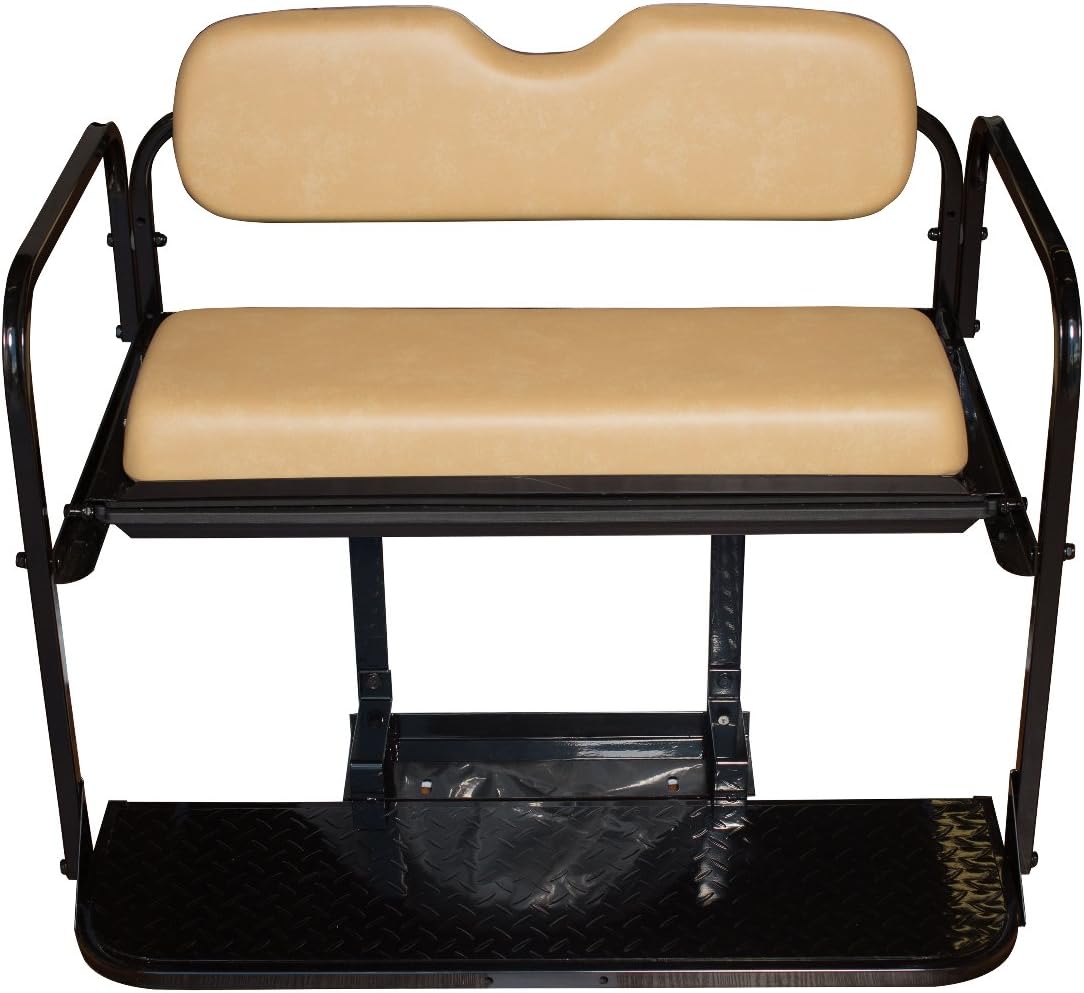 Performance Plus Carts EZGO TXT Golf Cart Flip Folding Rear Seat Kit | Compatible with 1994.5-Up Models (Tan)