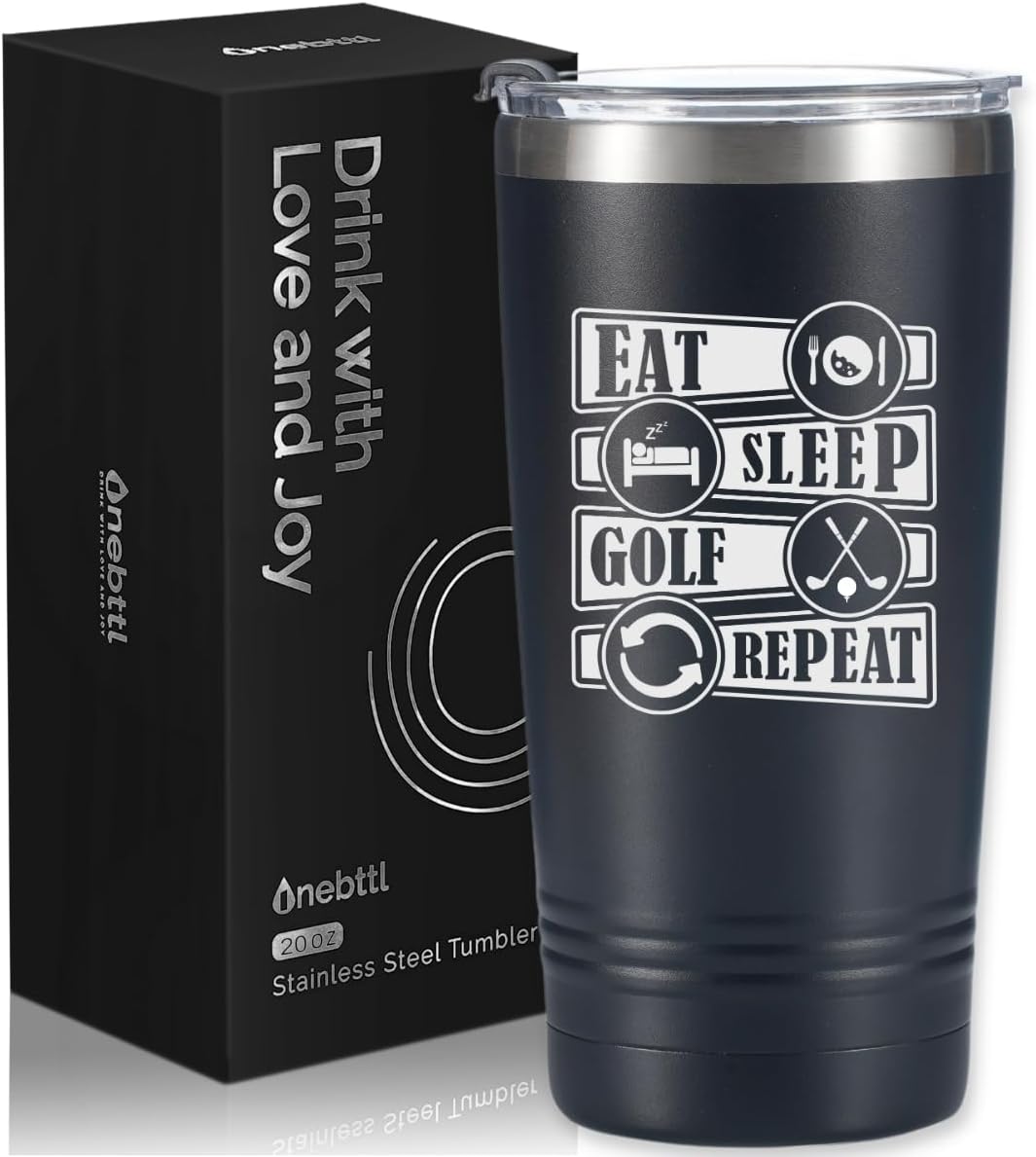 Onebttl Golf Gifts for Men, Funny Golf Gifts for Men 20oz Tumbler, Golf Dad Gifts, Fathers Day Golf Gifts, Birthday Gifts, Gifts for Golf Lovers - Black - Repeat