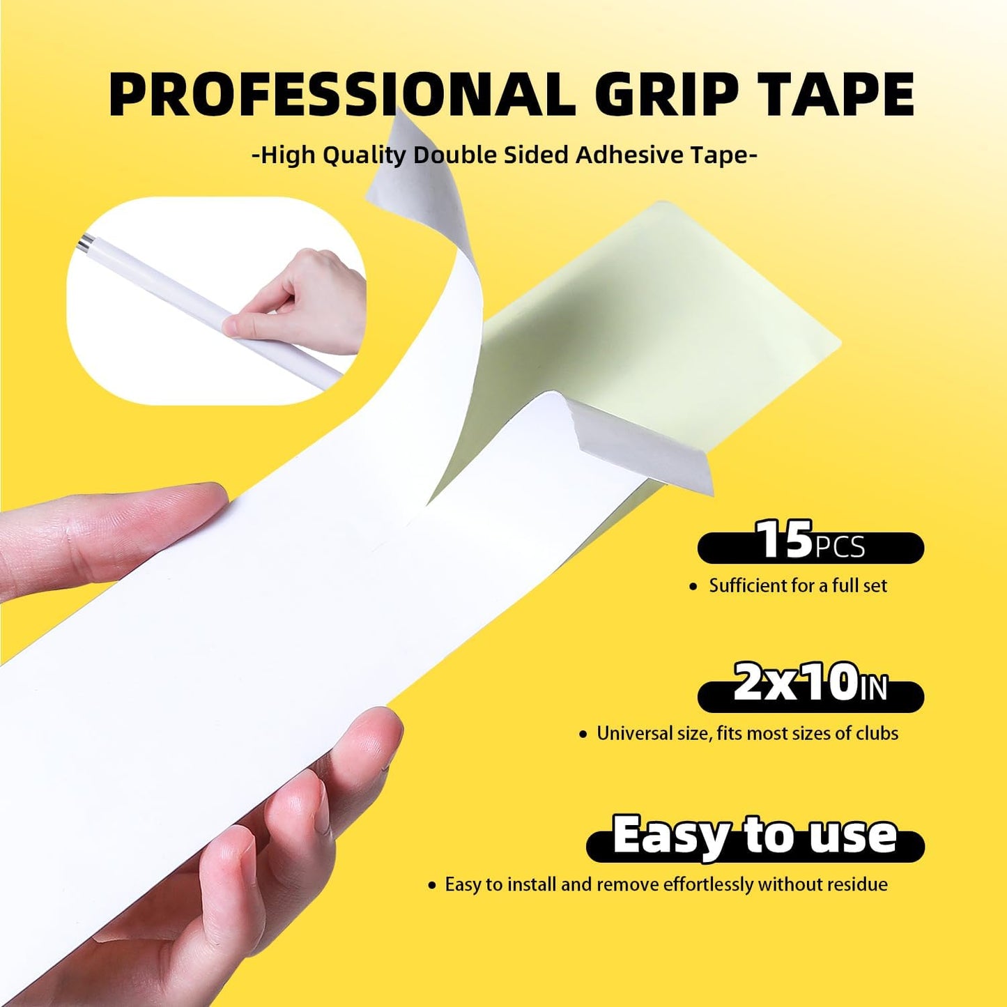 Golf Grip Kit for Regripping Golf Clubs - Come with 15 Golf Grip Double Sided Tape Strips, 5oz Grip Solvent, Hook Blade & Rubber Vise Clamp - Professional Quality Golf Grip Kit