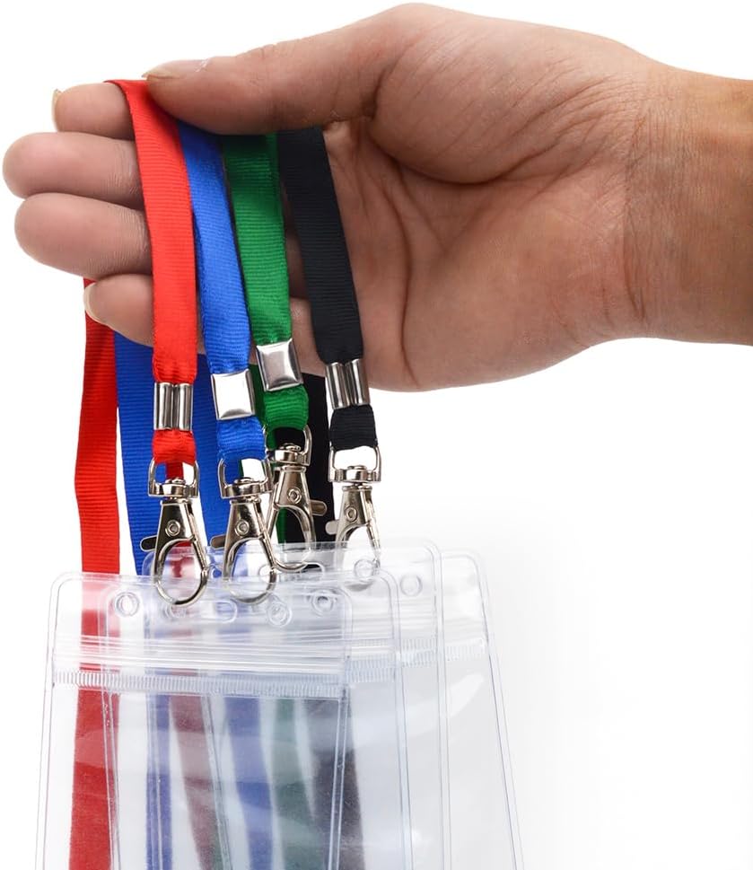 Lanyards 100 Pcs Bulk Lanyard for Id Badges Flat Black Lanyard with Badge Clip Swivel Hook (100, Green)