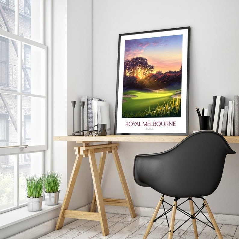 Royal Melbourne Golf Print - The West Course 5th Hole - Golf Course Australia, Royal Melbourne Golf Poster, Australia Golf Course Print, Sunset Golf Art, Nature Landscape Wall Decor (Unframed) (12x18)