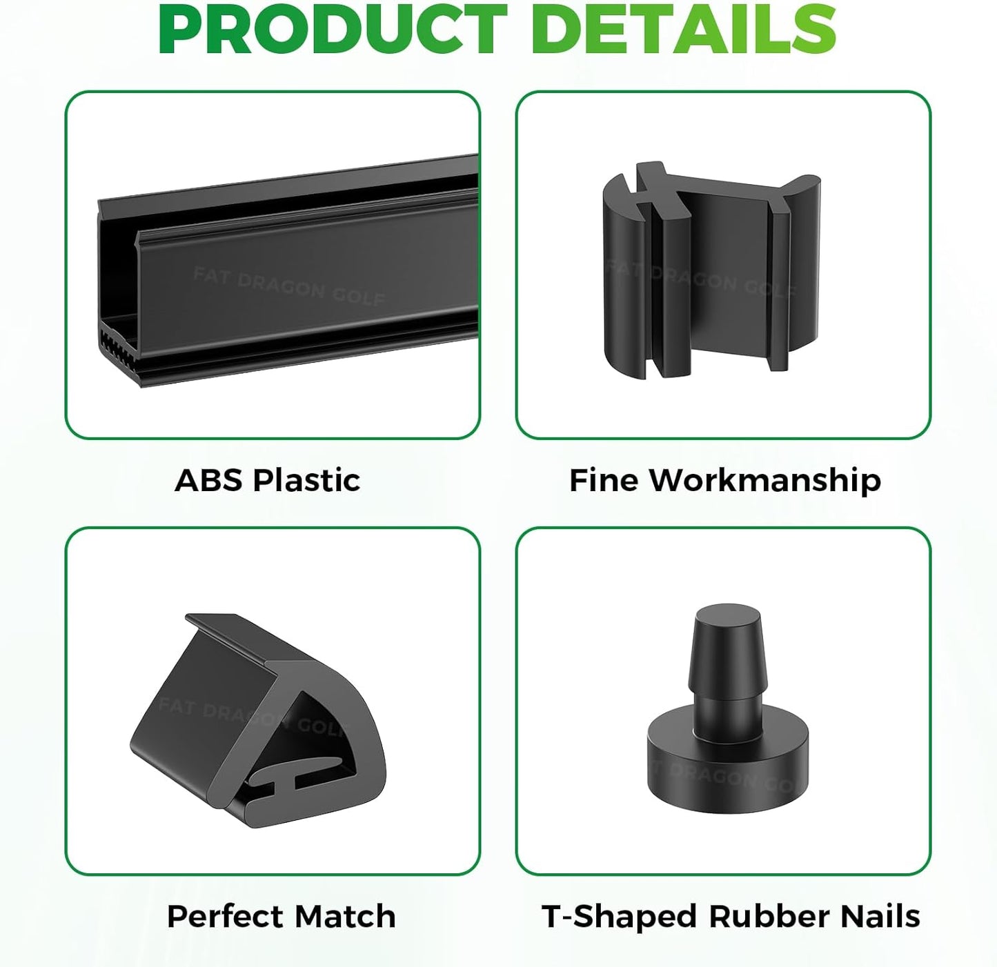 Panglong Windshield Sash Clips Kit, Width 1.25 inch Length 10 inch, OME 613136 603852 for EZGO RXV 2008 Up 1-1/4" inch Square Tube Golf Cart