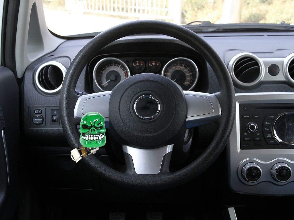 Skull Steering Wheel Spinner Knob Turning Driving Suicide Power Handle Universal Fit Most Vehicles Cars Trucks Tractors Mowers Forklifts Boat Golf Carts (Green)