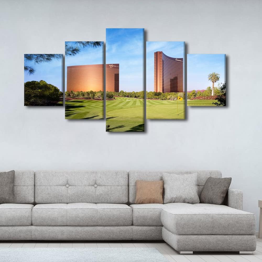 Native American Golf Wall Decor Course Posters and Prints on Canvas Golf Course Field Paintings 5 Panel Wall Art Artwork Pictures Artwork Home Decor for Living Room Framed Ready to Hang - 60"W x 32"H