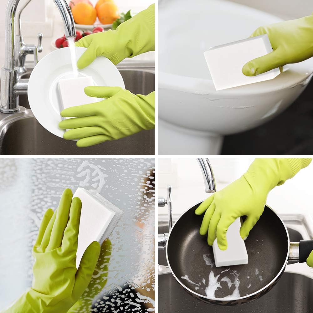 10 Pack Magic Sponge Eraser 2X Thick and Long Lasting Melamine Cleaning Sponges in Bulk - Multi Surface Scrubber Foam Cleaning Pads - Bathtub, Floor, Baseboard, Bathroom, Wall Cleaner (3.9*2.4*0.8in)