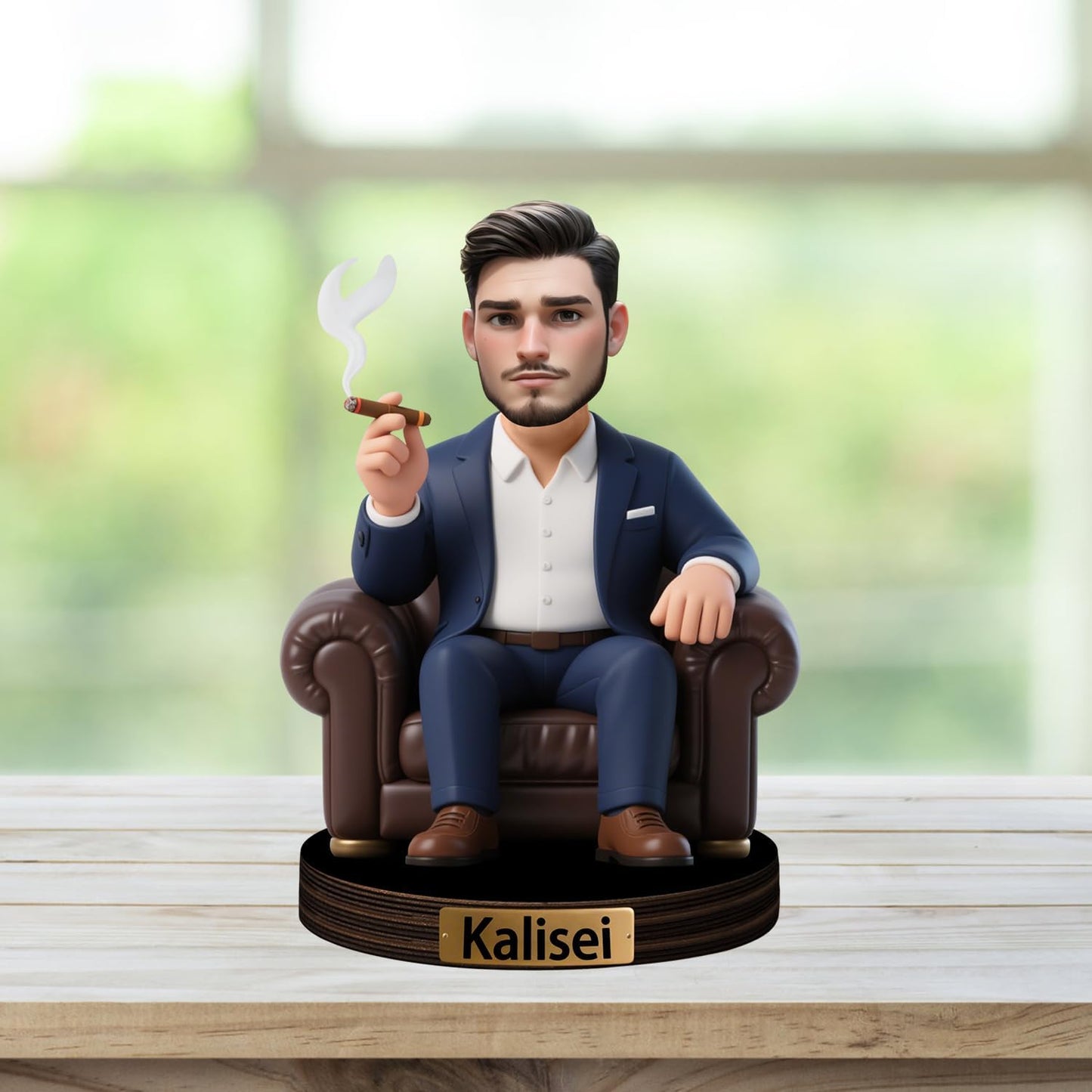 Personalized Cartoon Face Photo Gentleman Desktop Ornament Custom Name Funny Acrylic Office Desk Decor Gift For Businessman Boss Family Birthday Xmas Anniversary (style 1)