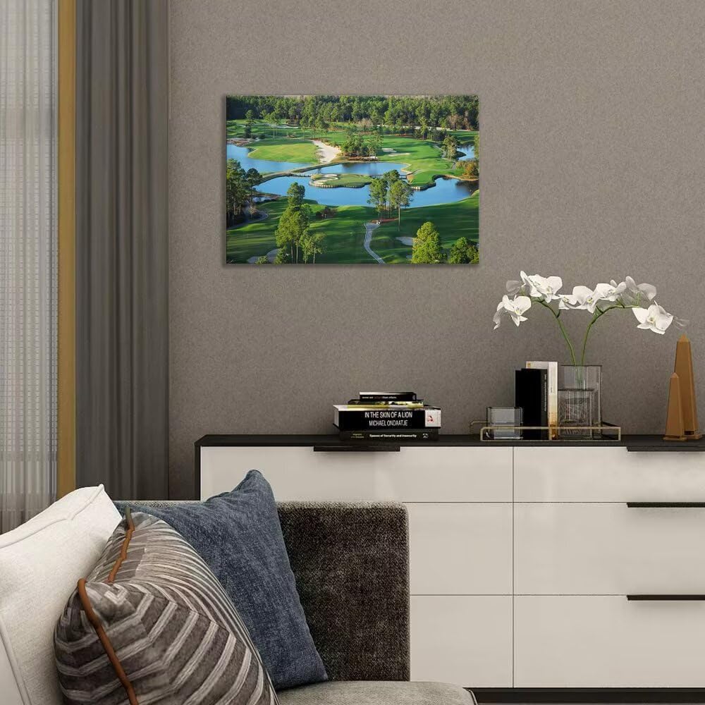 chenchenArt King's North Golf Course Wall Art for Living Room Bedroom Bathroom Home Decorations Myrtle Beach National Club Picture Canvas Prints Modern Artwork Framed Ready to Hang(24''H x 36''W)