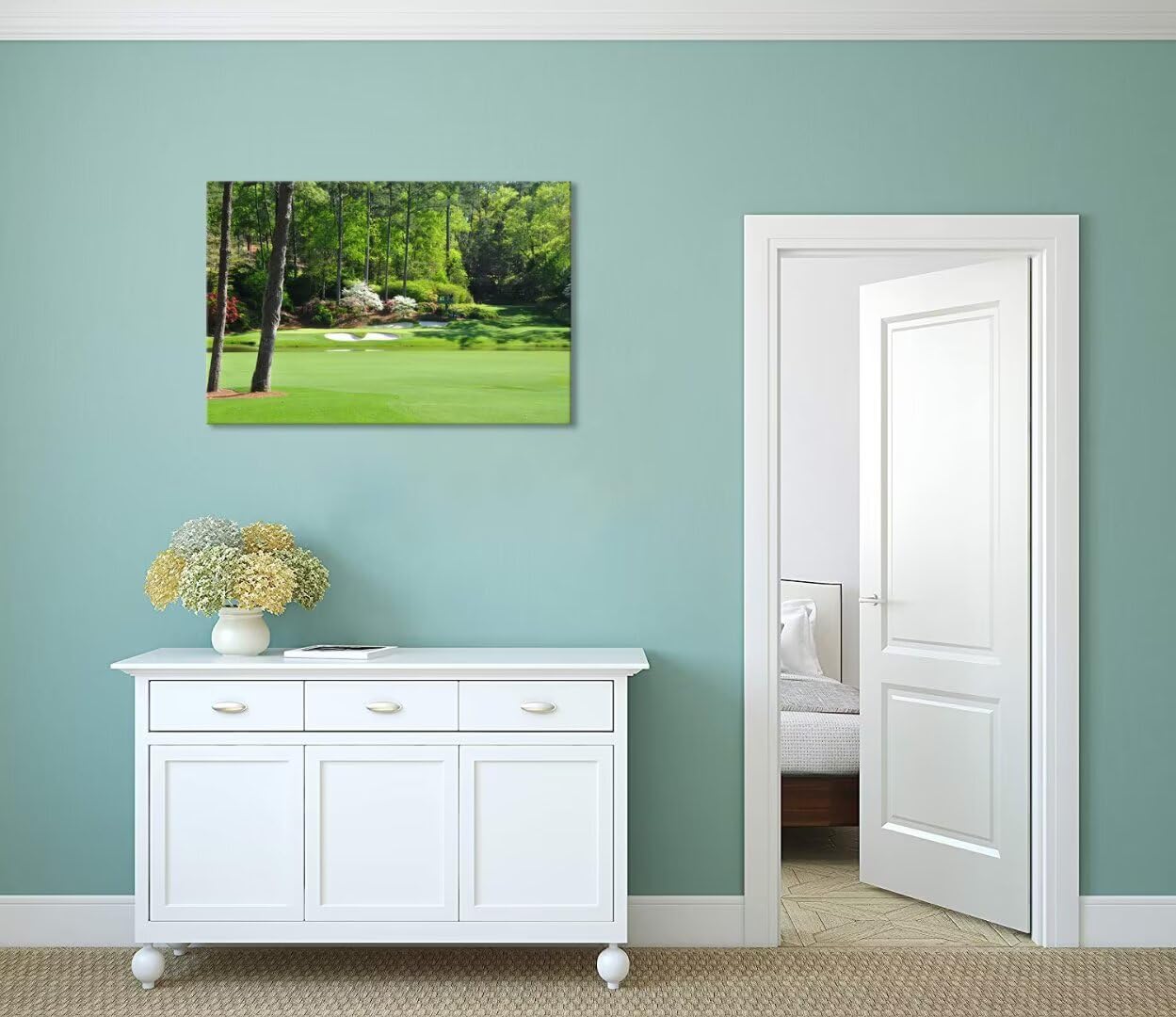 Augusta National Golf Club 12th Hole Wall Art for Living Room, Bedroom, Bathroom - Home Decorations - Framed Ready to Hang (18''H x 24''W)