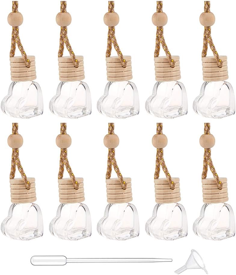 Car Aromatherapy Essential Oil Diffuser, 10 Pack Car Air Freshener Hanging Perfume Bottle Fragrance Decor Accessories Auto Window Ornament (heart)