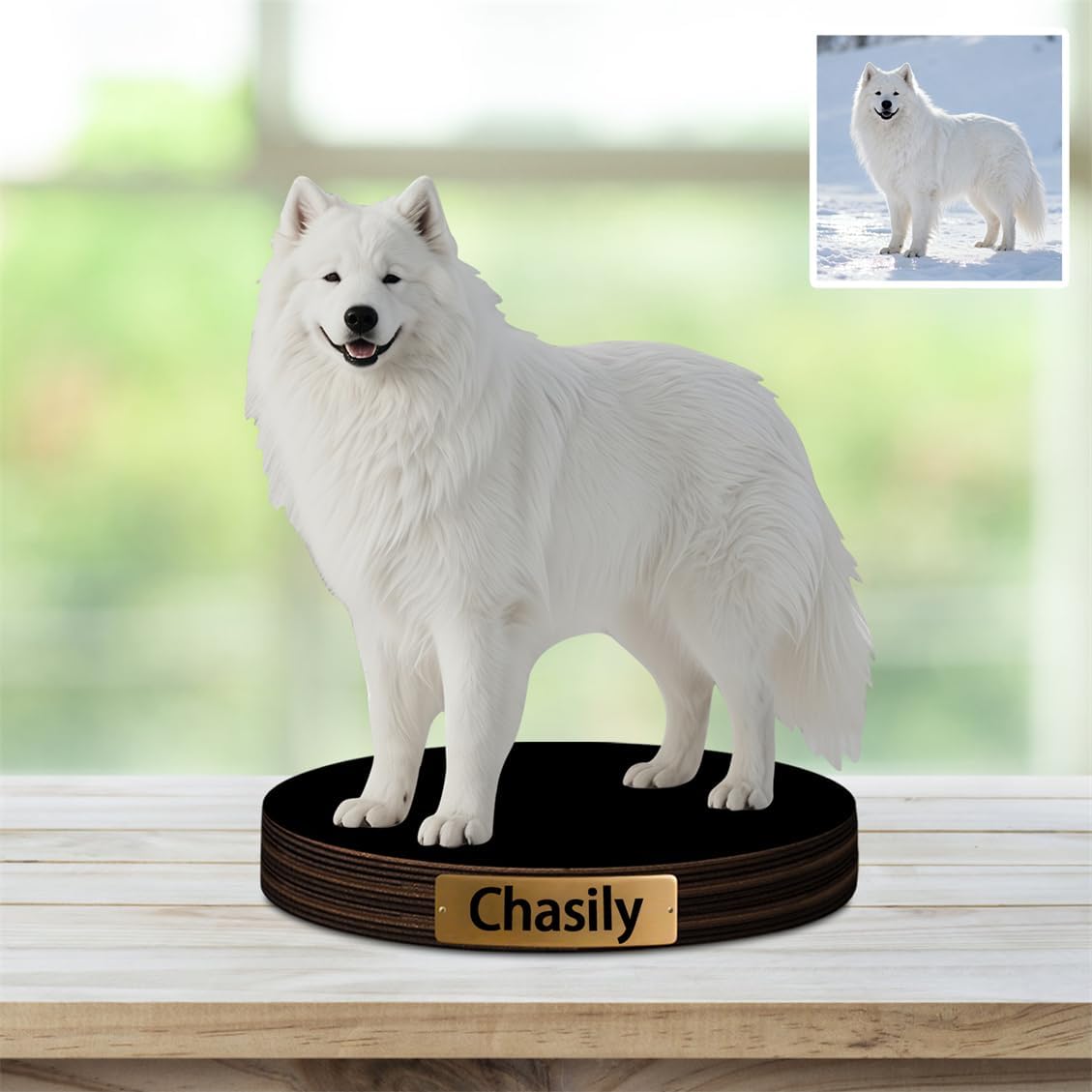 Personalized Pet Photo 2D Acrylic Desktop Ornament Custom Dog Cat Picture Figurine Plaque with Name Flat Printing Acrylic Sculpture Desk Sign for Men Women Family Pet Owners Lover Christmas Birthday