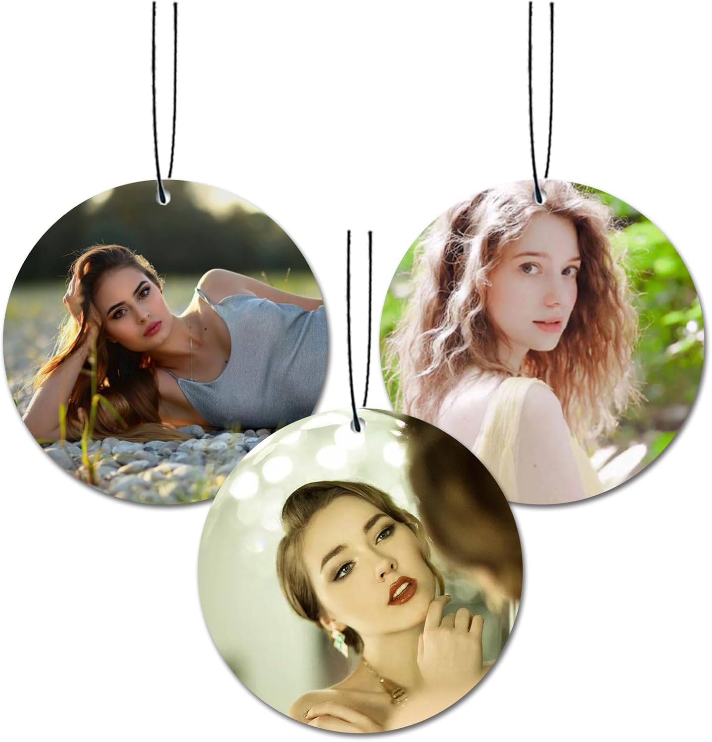 Personalized Photo Car Air Freshener – Custom Double-Sided Print – Fresh Linen Scent – Eco-Friendly, Long-Lasting Fragrance – Unique Gift for Family, Friends, Lovers (Circle)
