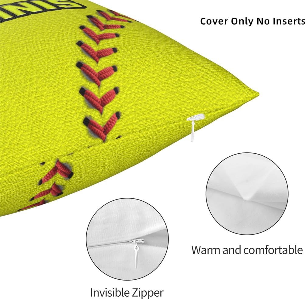Personalized Name Sport Enthusiast Pillowcase Custom Ball Sport Themed Baseball Throw Pillowcase Customized Sports Themed Funny Throw Pillow Cover Baseball Lovers Home Decor Gift for Sofa Bedding