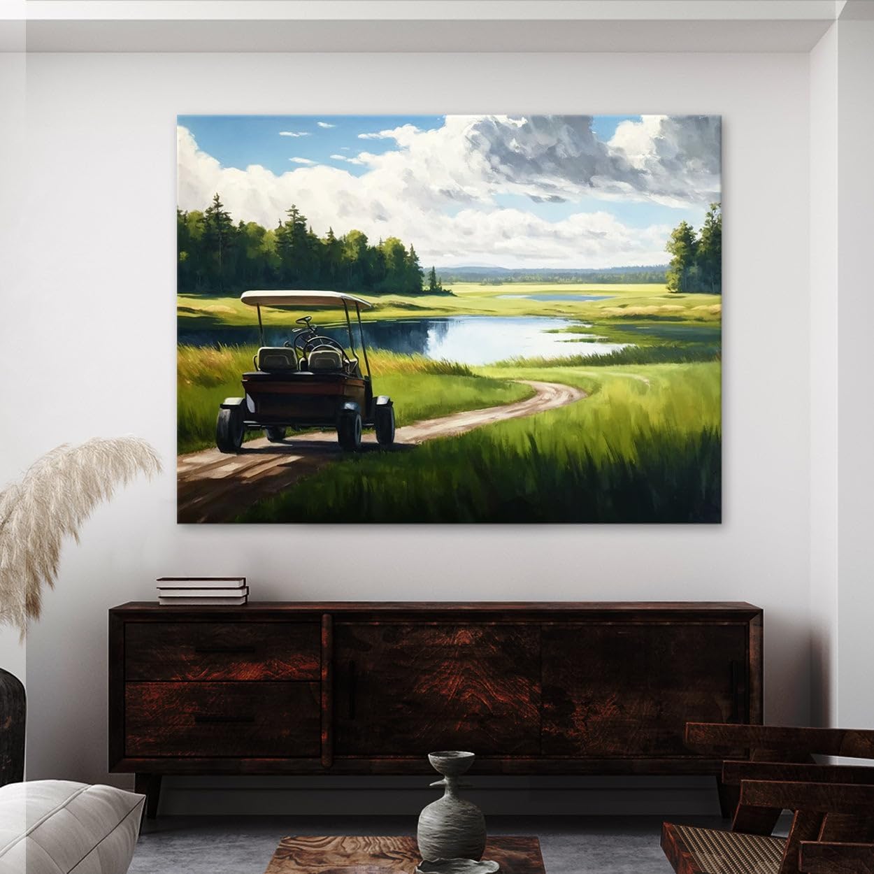 Sense Canvas Golf Cart Fairway Landscape 23 Canvas Art - Home Decor Wall Art Print Poster Painting X-Large 48x36 / 1.5"
