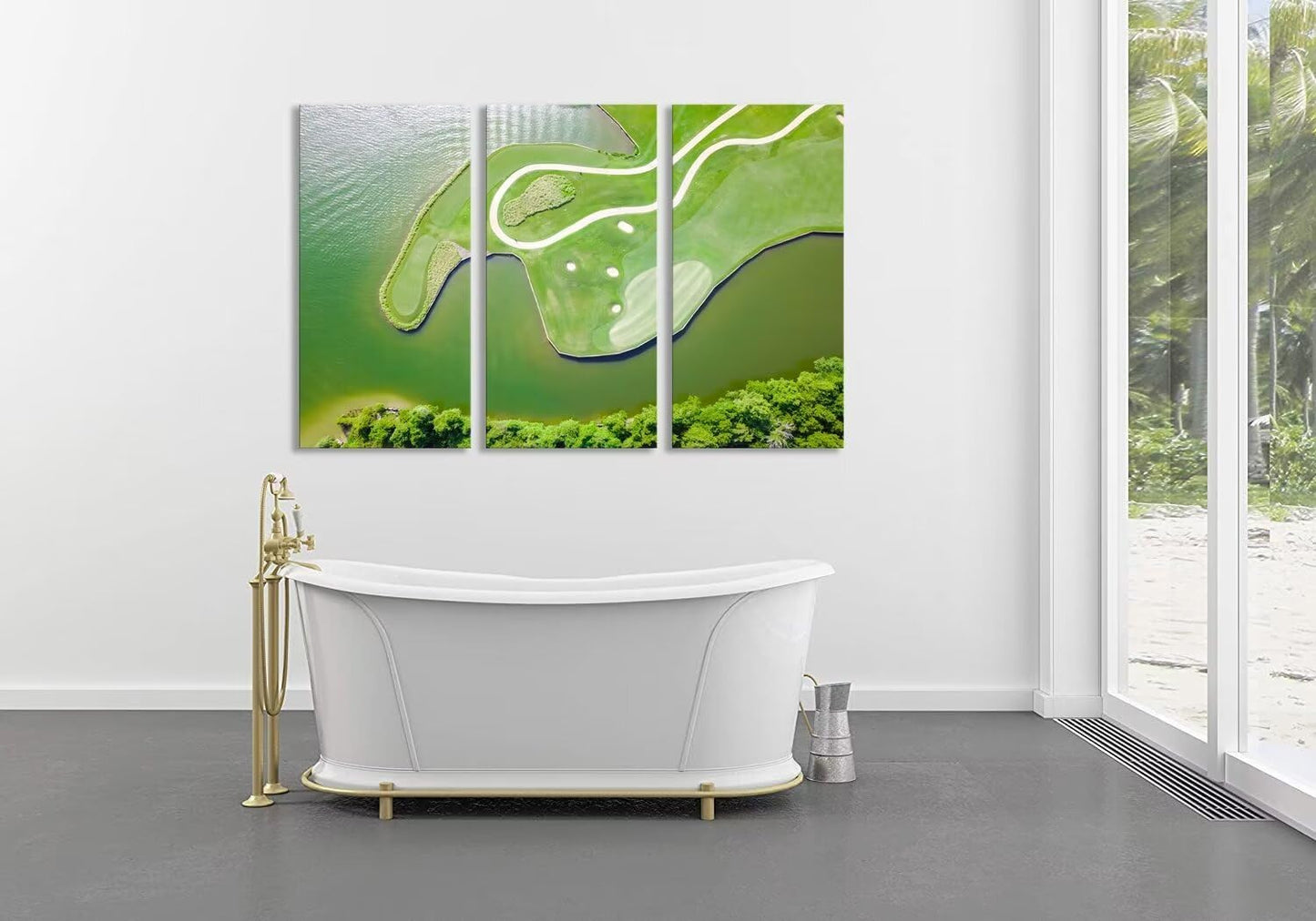 Colorado River Austin Texas USA Golf Course Wall Art for Living Room Bedroom Bathroom Home Decorations Golf Club Pictures Posters Framed Artwork Canvas Prints Ready to Hang(12''W x 24''H x3)
