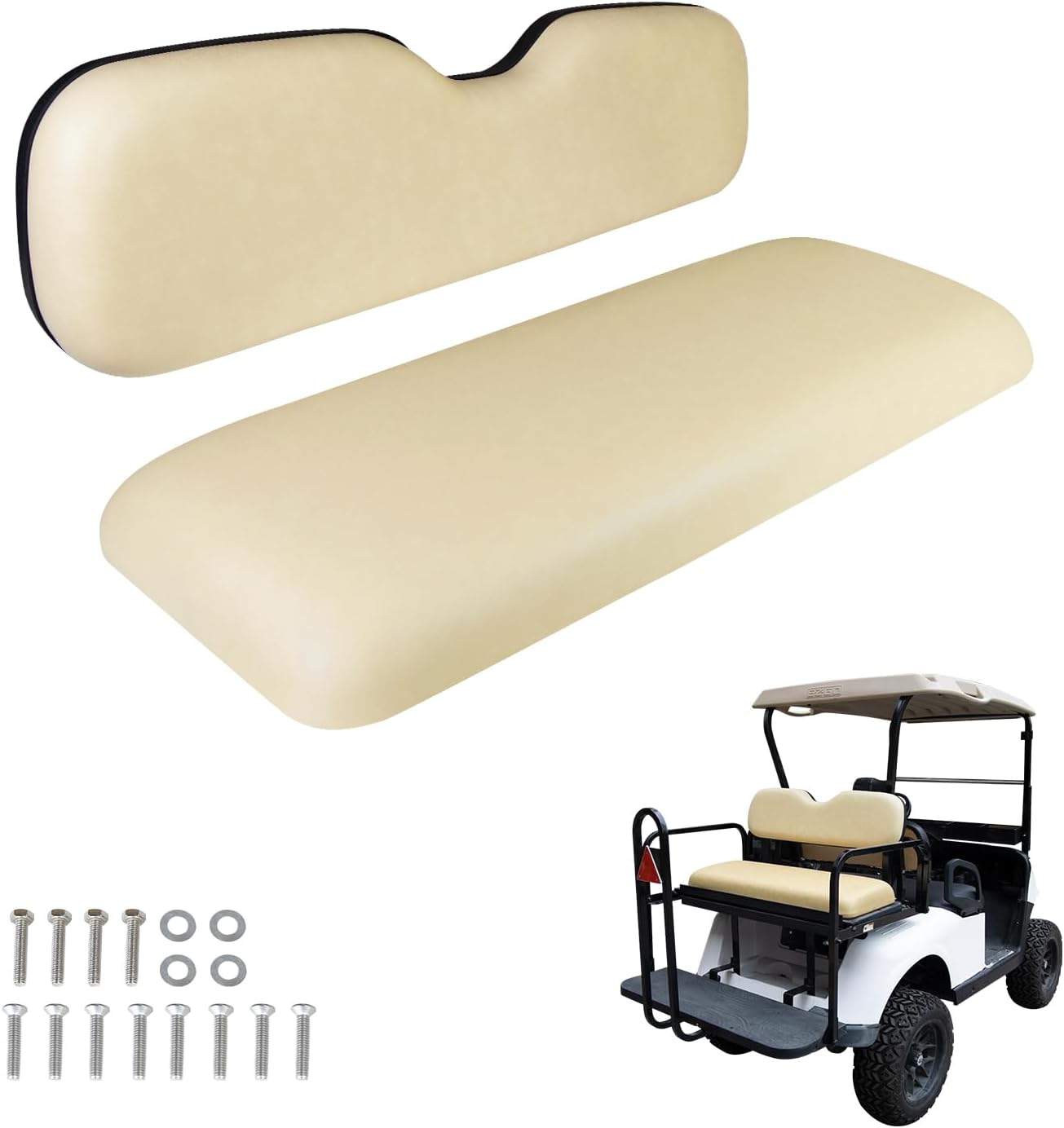 Premium Golf Cart Rear Seat Replacement Cushions – Universal Fit for EZGO/Club Car/Yamaha and Other Models, Featuring Flip Rear Seats
