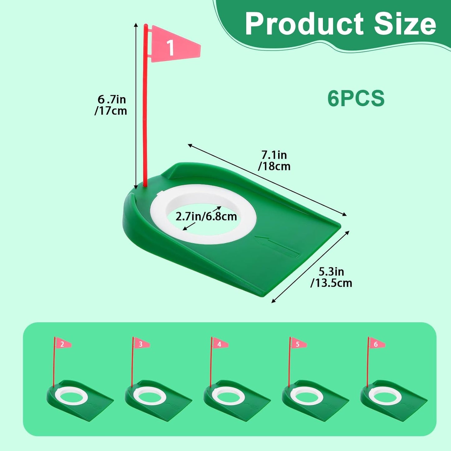 6 Pack Golf Putting Cup with Flags, Plastic Mini Golf Hole Putting Practice Aids,s Accessories for Adult Put Green,Backyard,Indoor Outdoor Practice