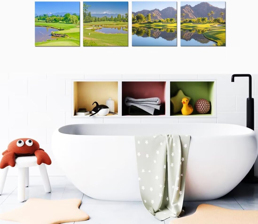 Pankila Indian Wells Golf Course Wall Art Canvas Prints USA California Golf Course Wall Decor for Living Room Bedroom Bathroom Home Decorations Framed Artwork Ready to Hang (12''W x 12''H x 4)