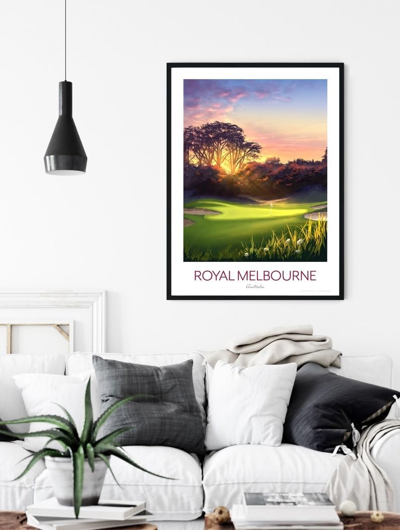 Royal Melbourne Golf Print - The West Course 5th Hole - Golf Course Australia, Royal Melbourne Golf Poster, Australia Golf Course Print, Sunset Golf Art, Nature Landscape Wall Decor (Unframed) (12x18)