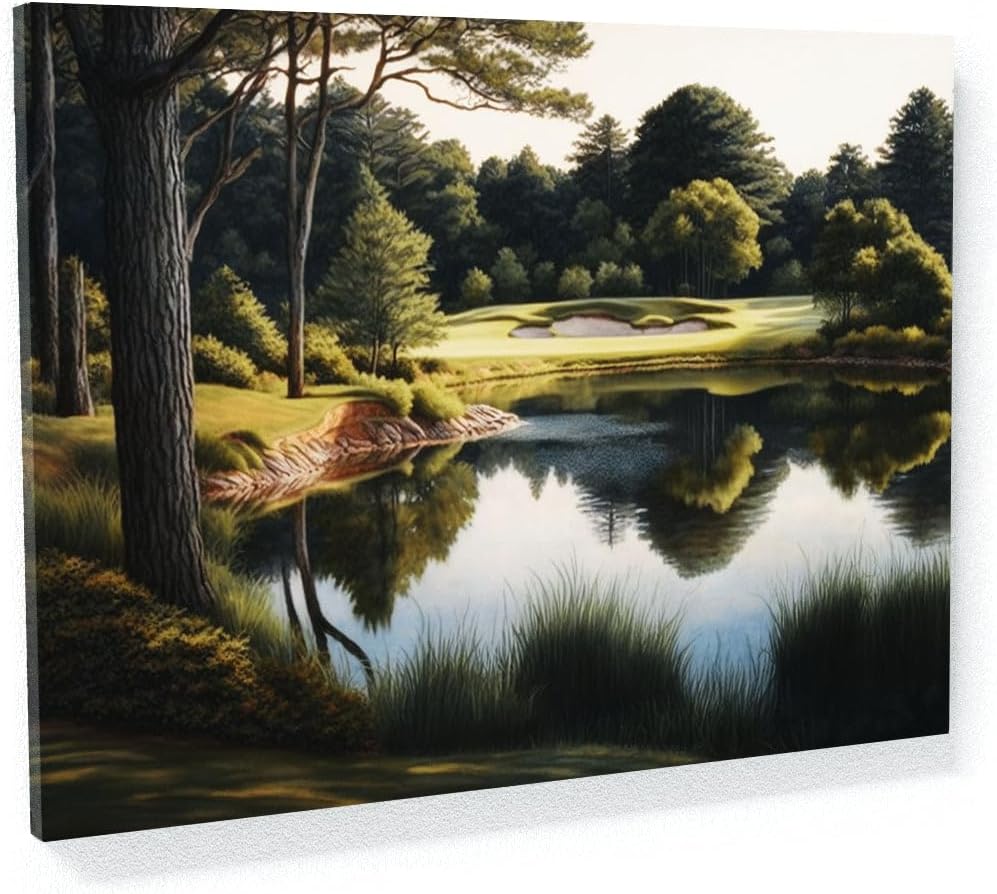 Sense Canvas Golf Realistic Course 10 Canvas Art - Home Decor Wall Art Print Poster Painting Small 16x12 / 0.75"