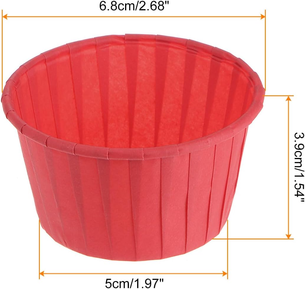 HARFINGTON 50Pcs Cupcake Baking Cups 3.5oz Standard Size Paper Cupcake Liners Greaseproof Wrappers Disposable for Wedding Birthdays Christmas Dessert, Red