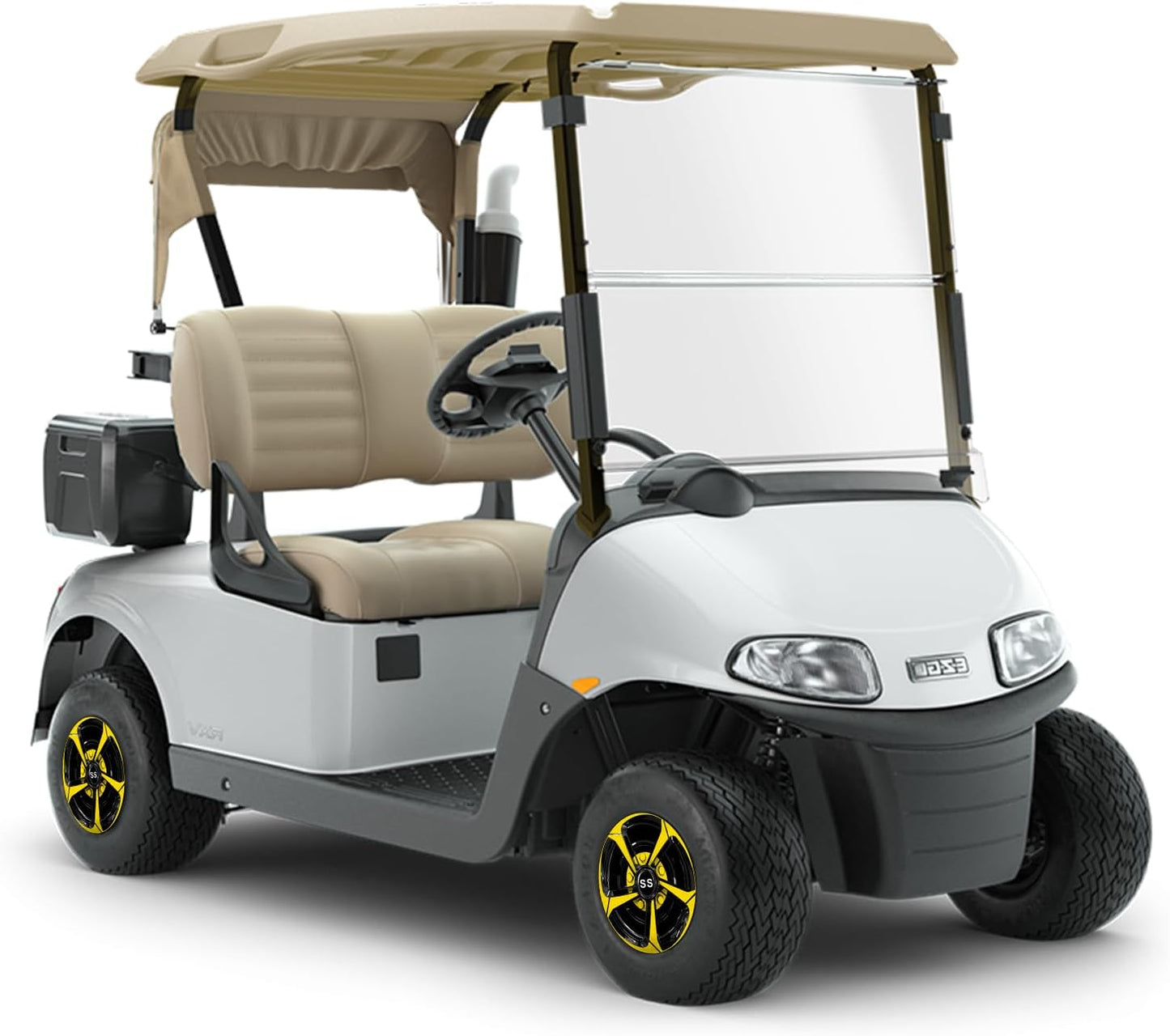 XUANYUDG0769 Golf Cart Hubcaps Wheel Covers for EZGO Club Car Yamaha Golf Cart Wheels and Tires Center Caps 8 Inch, Set of 4 Golf Cart Hub Caps, Black and Silver