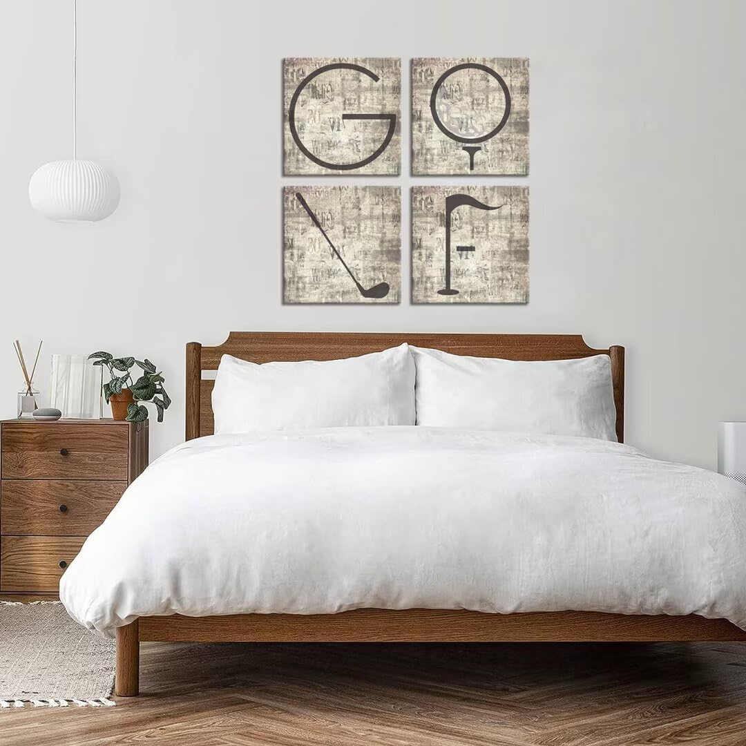 Pankila Golf Canvas Wall Art Golf Pictures Canvas Prints Golf Wall Decor for Living Room Bedroom Bathroom Club Gym Home Decorations Painting Framed Artwork Ready to Hang (12''W x 12''H x 4)