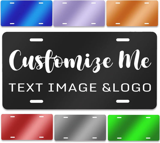 Custom License Plate 4x2/7x4/12x6 Inch Personalized Front License Plate Novelty Customized Car Tags Plates for Front of The Car,12"x6",Style 4