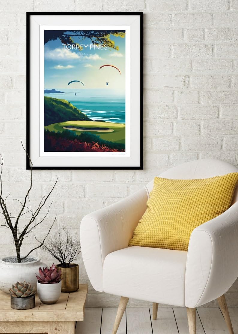 Torrey Pines Golf Poster - San Diego, California Travel Wall Art, Torrey Pines Golf Poster, California Golf Course Print, Golf Art Wall Decor (Unframed) (16x24)