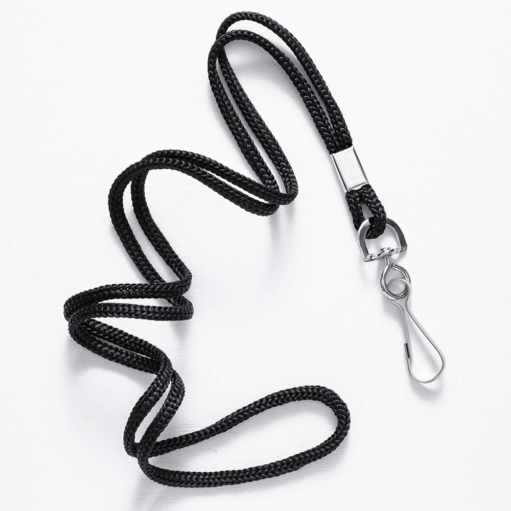 120 Pcs Black Lanyards Premium Bulk Lanyards Round 36" with Swivel J Hook for ID Name Badge Holder, VIP, School, Kids, Coach, Conference, Festival and Hang Keys