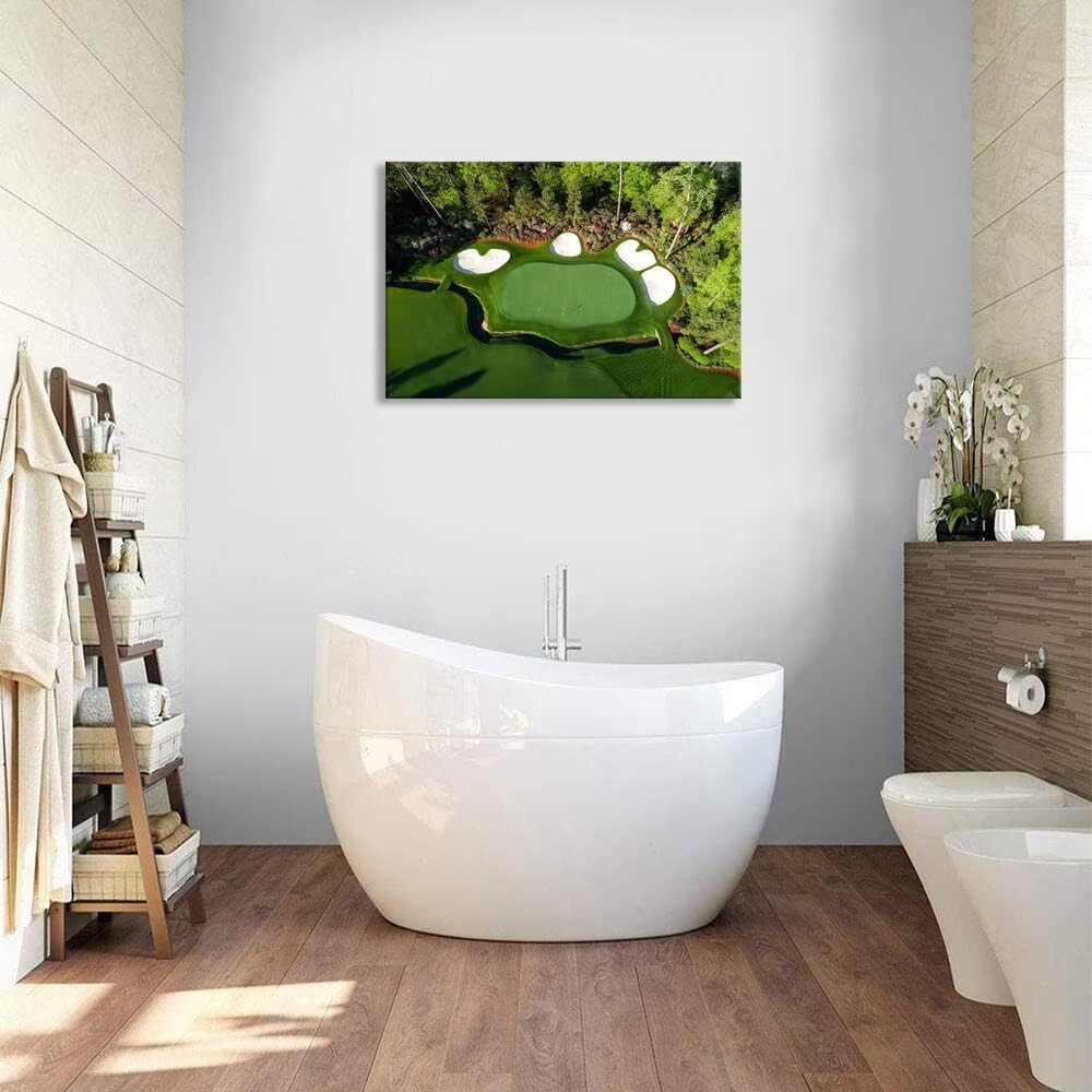 Augusta National Golf Course Wall Art for Living Room Bedroom Bathroom Home Decorations - Augusta Golf Course Picture Poster Canvas Prints Modern Artwork Framed Ready to Hang(18''H x 24''W)