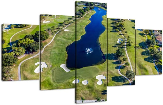 WESTON FL USA Golf Course Canvas Wall Art for Office Golf Course Wall Decor for Living Room Bedroom Bathroom Home Decorations Golf Course Pictures Framed Artwork Ready to Hang(60''W x 32''H)