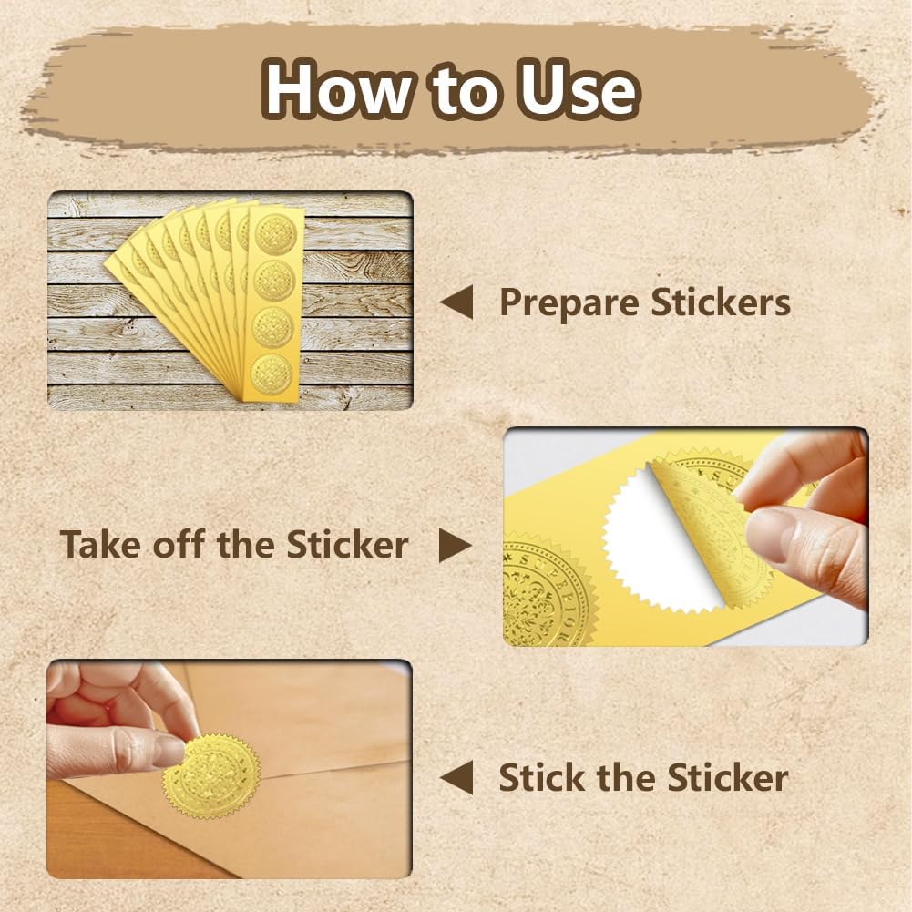 Peacoblue Gold Foil Stickers Seals Embossed 2 Inch 100Pcs Golf Ball, Self Adhesive Gold Around Embossing Sticker for Sport Certificate Paper Envelope Seal Gift Card Present Decoration