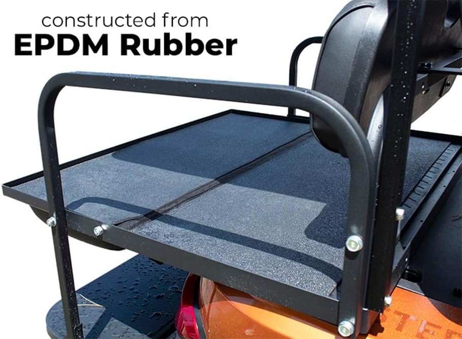 Club Clean Rear Seat Golf Cart Mat – Fold-Down EPDM Rubber Cargo Mat for Club Car, Yamaha, EZGO | Non-Slip, UV Resistant, Durable Golf Cart Mats for EZGO & More | Heavy-Duty Golf Cart Mats
